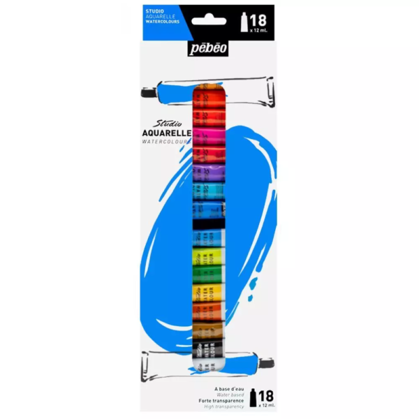 Pebeo Acuarelas en tubo x18 unidades 12 ml