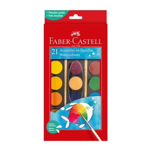 Acuarela escolar Faber Castell set x21 unidades