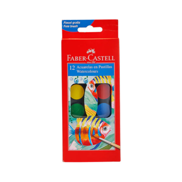 Acuarela escolar Faber Castell set x12 unidades