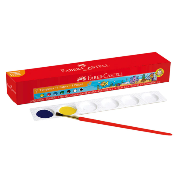 Set Témpera Faber Castell  x7 unidades + pincel