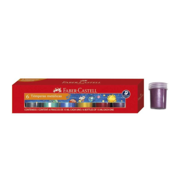 Set Témpera Faber Castell Metélicas x6 unidades