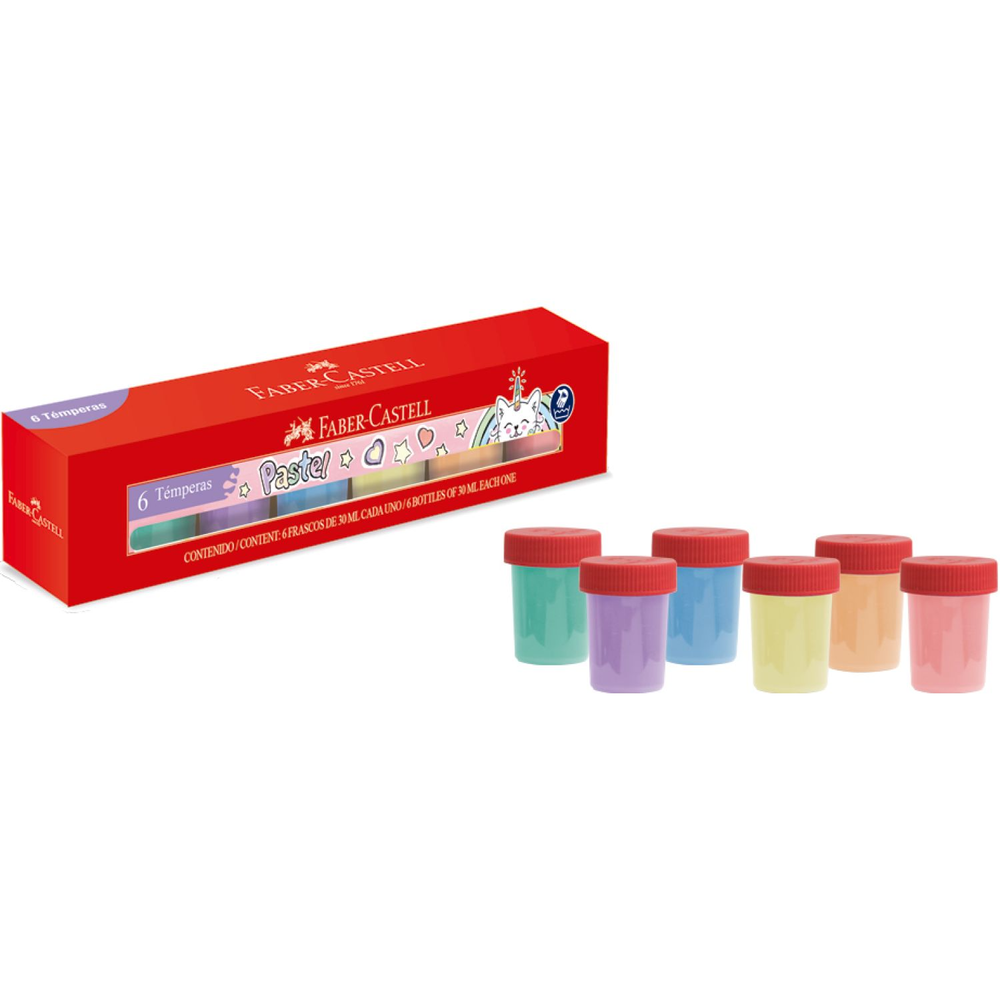 Set Tempera Faber Castell Pasteles x6 unidades - Imagen 2