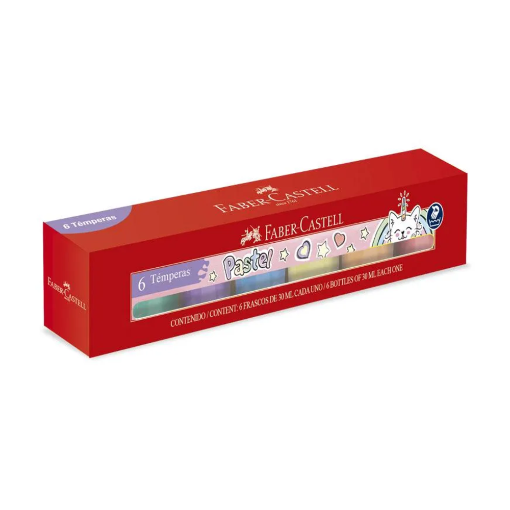 Set Tempera Faber Castell Pasteles x6 unidades