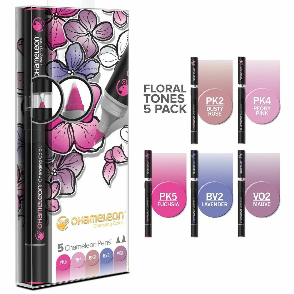 Marcadores Chameleon Pens Tonos Floral Doble punta x5 unidades