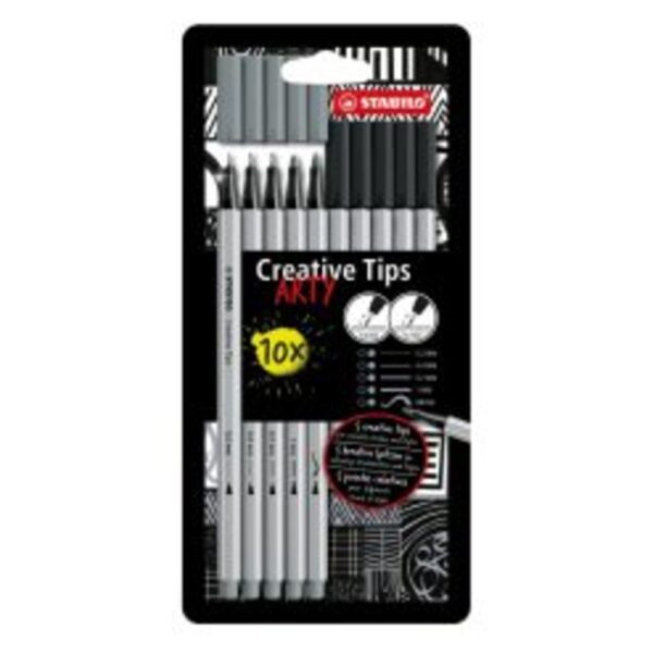STABILO Creative Tips Arty Black – Estuche x 10